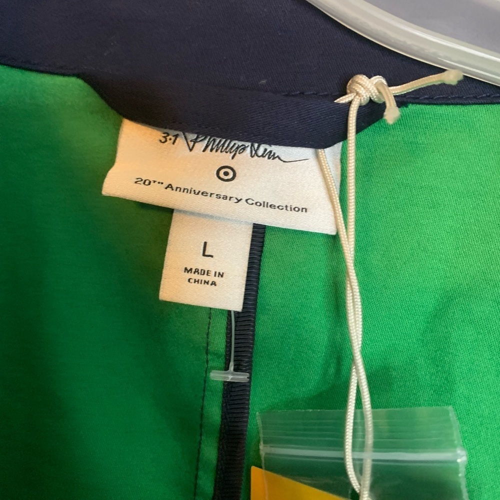 Phillip Lim navy blue with green trim trench coat military style Size L - Picture 9 of 13
